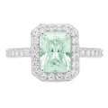 Emerald Cut Green Simulated Diamond Ring Size 3.5 R222551