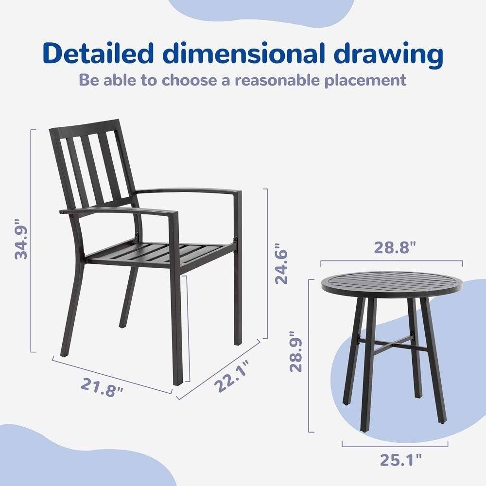 3 Piece Black Metal Outdoor Bistro Set F54086