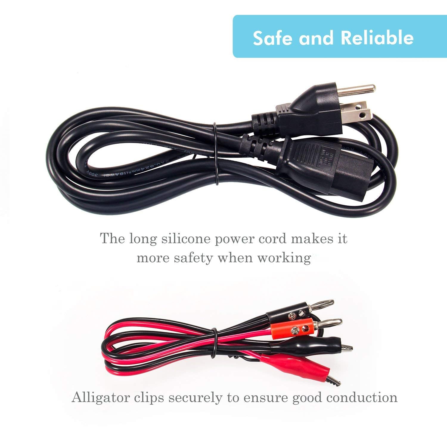 30V 5A Adjustable Switching Regulated DC Bench Linear Power Supply with Alligator Leads and 3 LED Digital Display X505