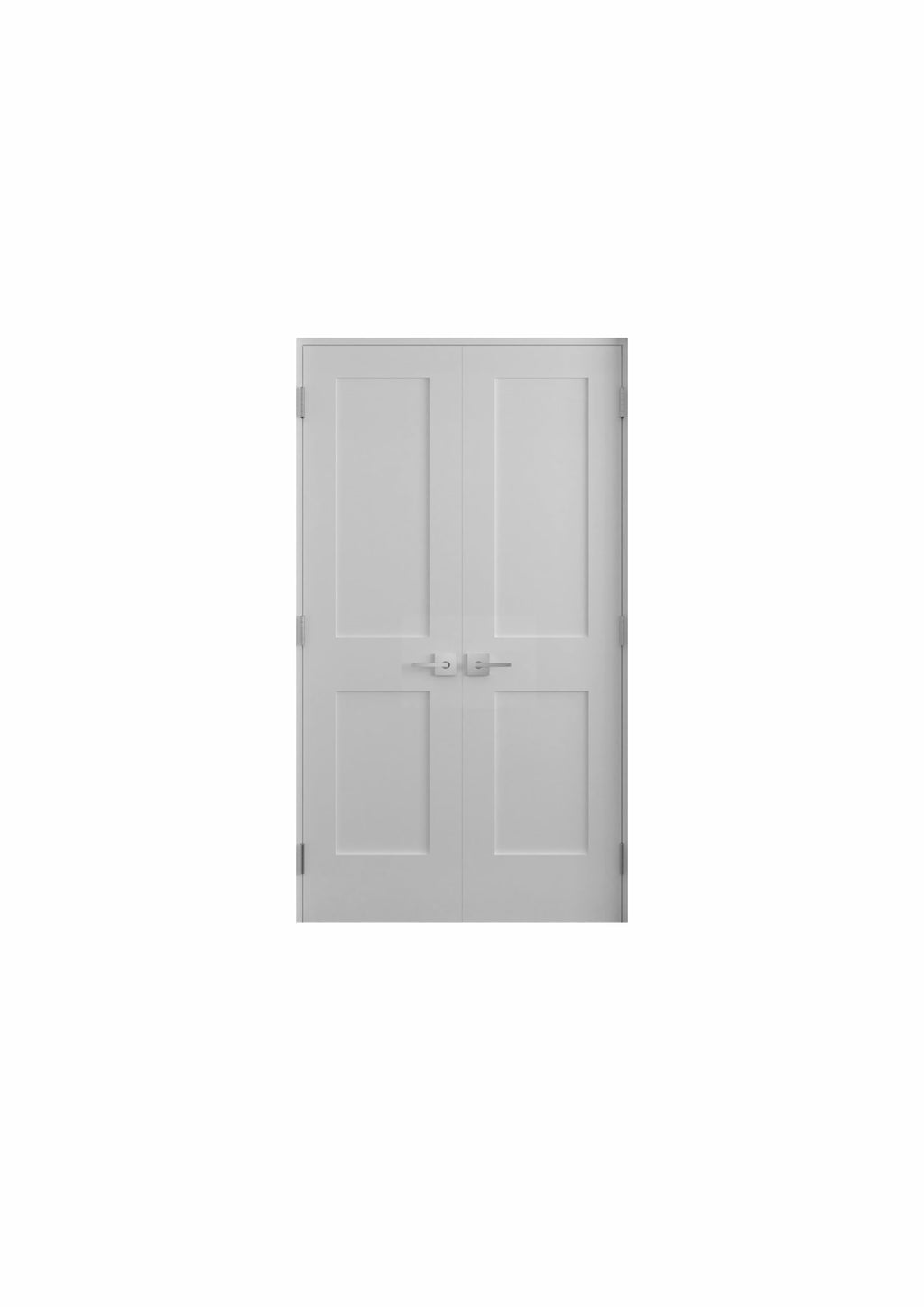 White Primed Double Prehung French Door with Black Hinges Y839713