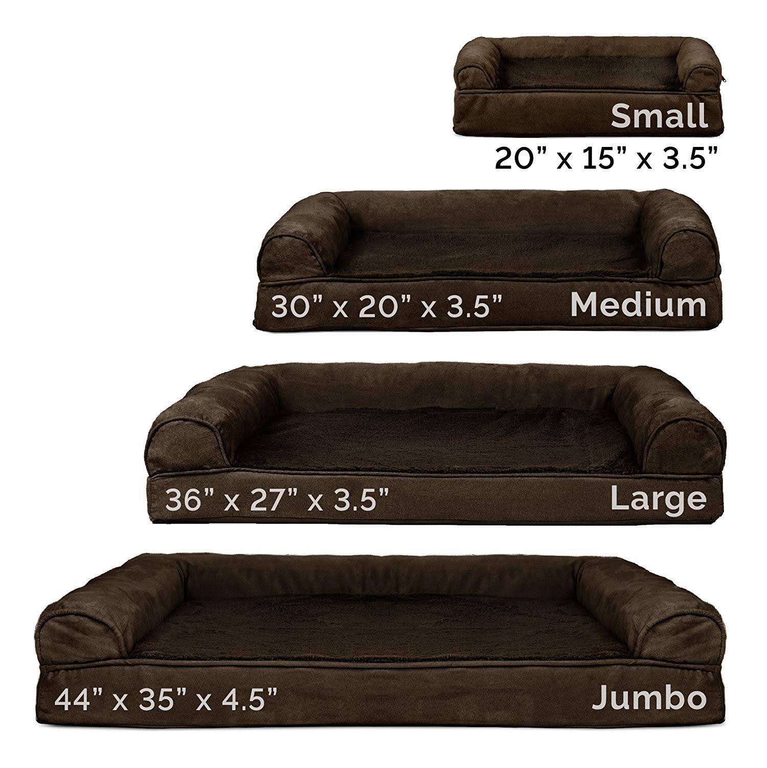 Orthopedic Ultra Plush Sofa-Style Pet Bed, Espresso, Jumbo V297