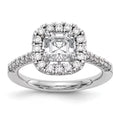 14K White Gold Ring Band Engagement Semi Mount Asscher (4 Prong) Octagon Emerald Diamond, Lab Grown Round, Size 9 I40178
