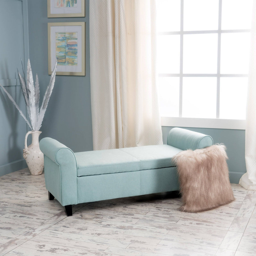 Light Grey Fabric Armed Storage Ottoman Bench A4064