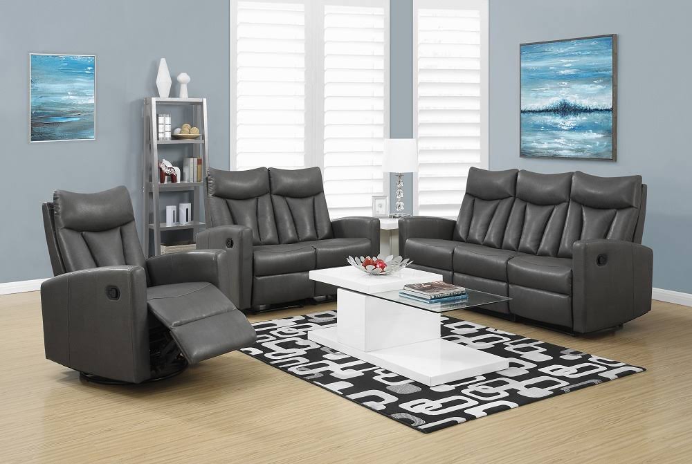Black Bonded Leather Reclining Sofa Y935