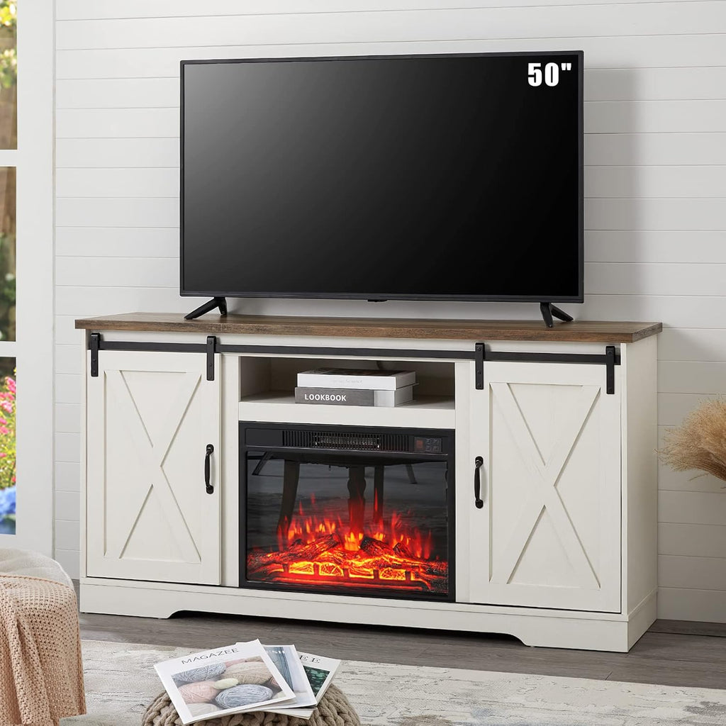 Reclaimed Barnwood TV Stand with Sliding Barn Door N7234