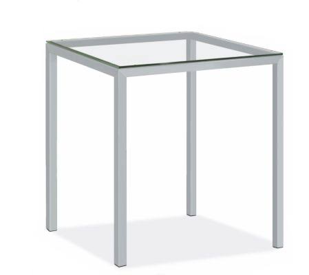 Patio Bar Table with Clear Tempered Glass Top and Silver Base L230489