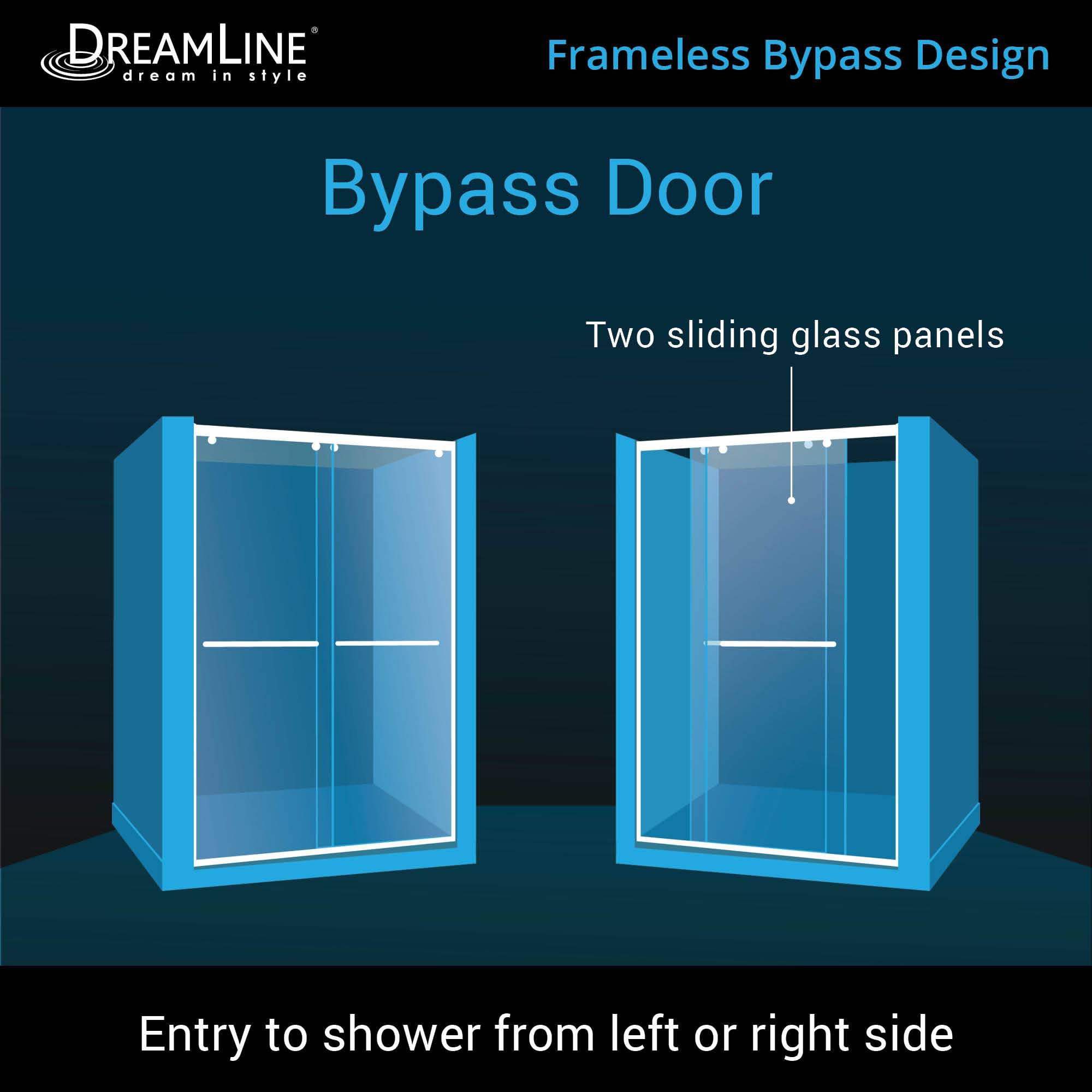 Frameless Bypass Sliding Shower Door Brushed Nickel X64298