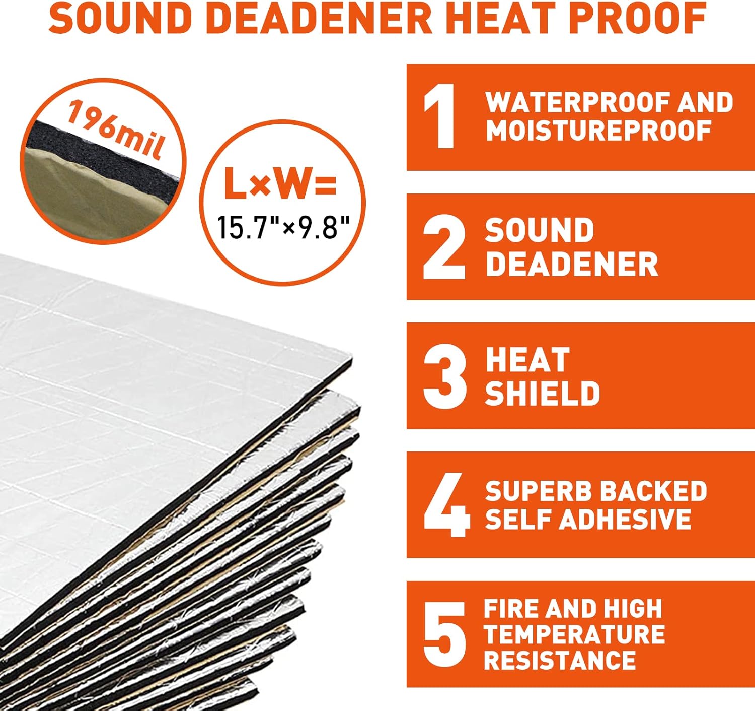 196 mil 36 sqft Car Sound Deadener Aluminum Foil Closed Cell PE Foam Damping Material 34 Pieces Pack of 2 S298974