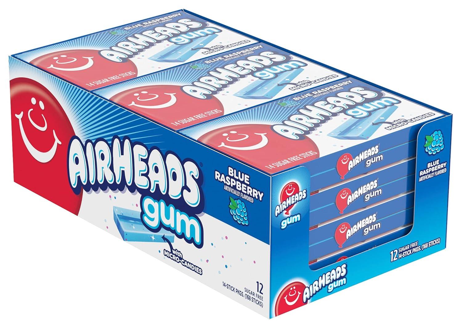 Sugar Free Blue Raspberry Chewing Gum, 14 Sticks per Pack, Box of 12 U350018