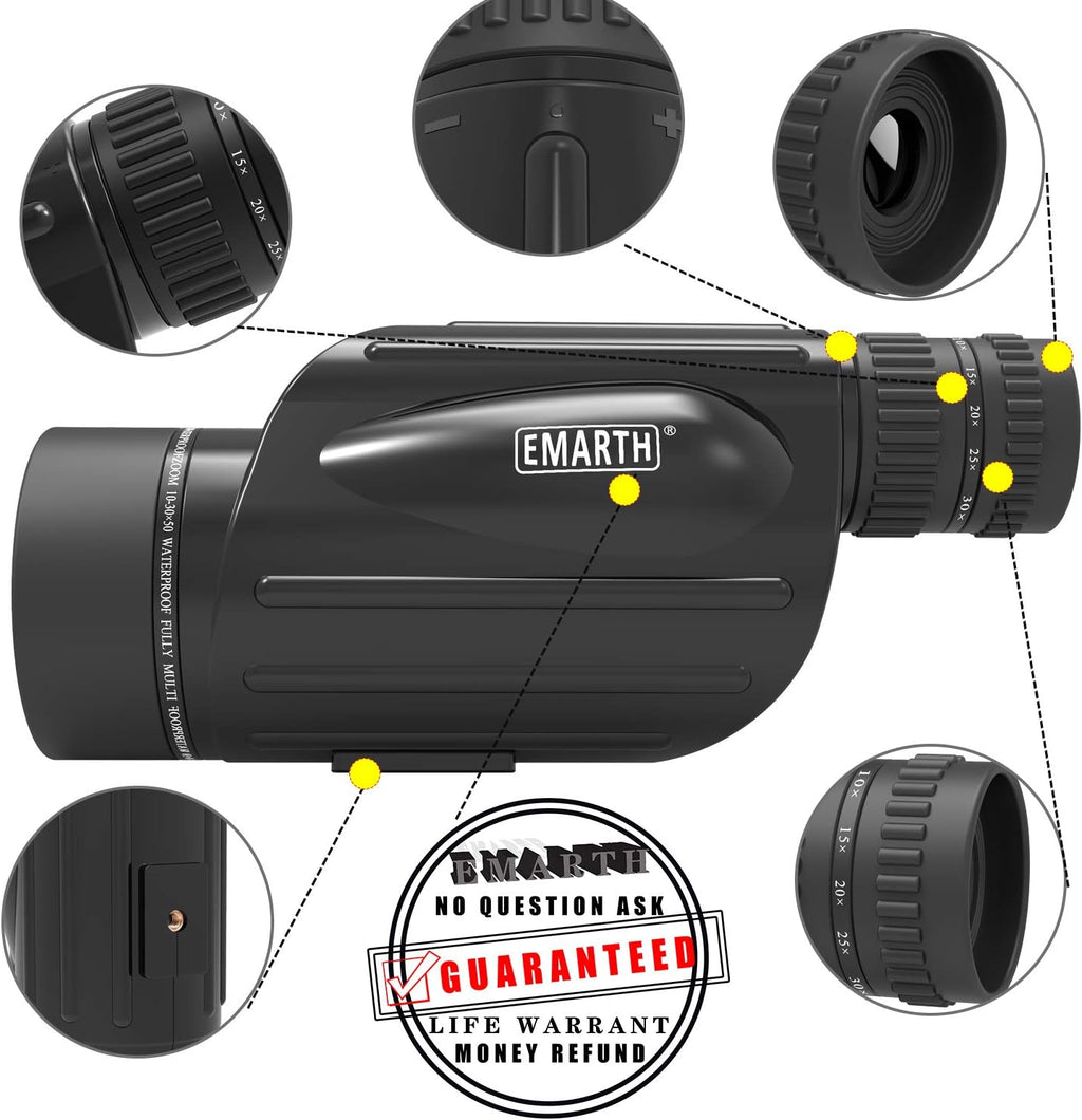 10-30X50 Zoom Monocular Telescope BAK4 Prism Waterproof R6947