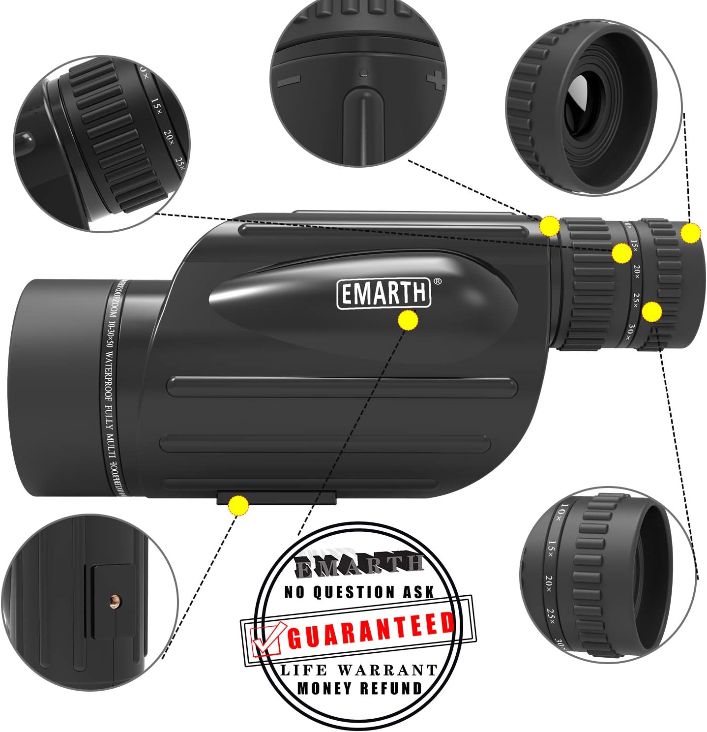 10-30X50 Zoom Monocular Telescope BAK4 Prism Waterproof R6947