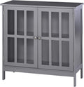 White Storage Sideboard Buffet Cabinet with 2 Transparent Doors B54144