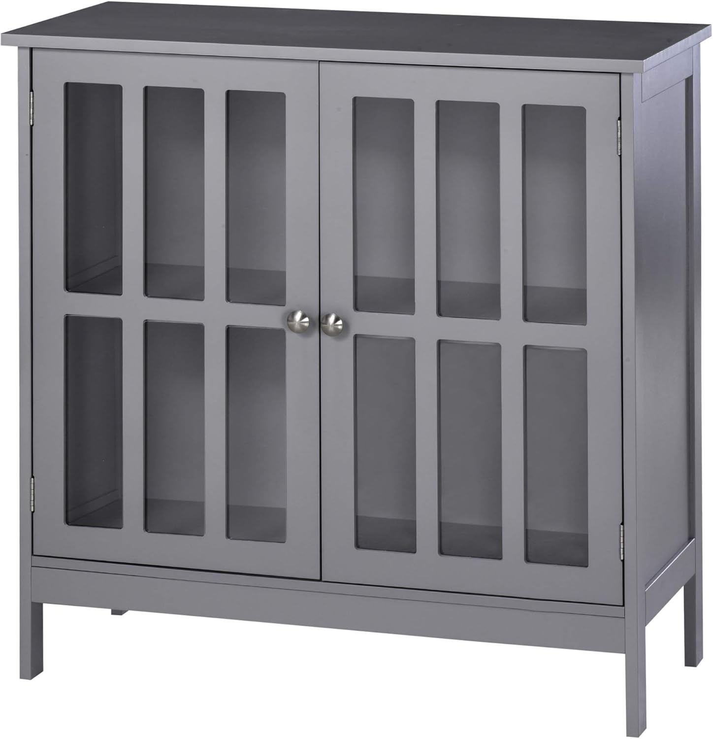 White Storage Sideboard Buffet Cabinet with 2 Transparent Doors B54144