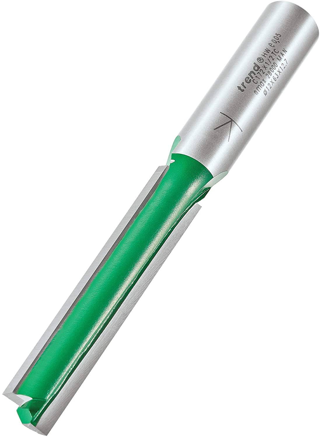 1/2x22 Shank Straight Router Cutter Bit, 12mm Diameter, 63mm Cutting Length, Tungsten Carbide Tipped P757671