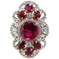 8.03CT Natural Tourmaline Ruby Diamond Cluster Ring C4686