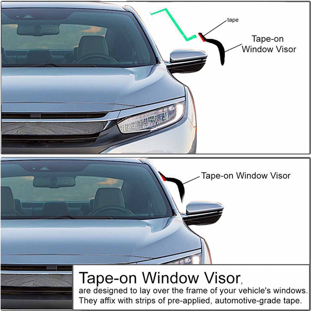 Window Deflector Chrome Window Visors Vent Sun Rain Guards M295