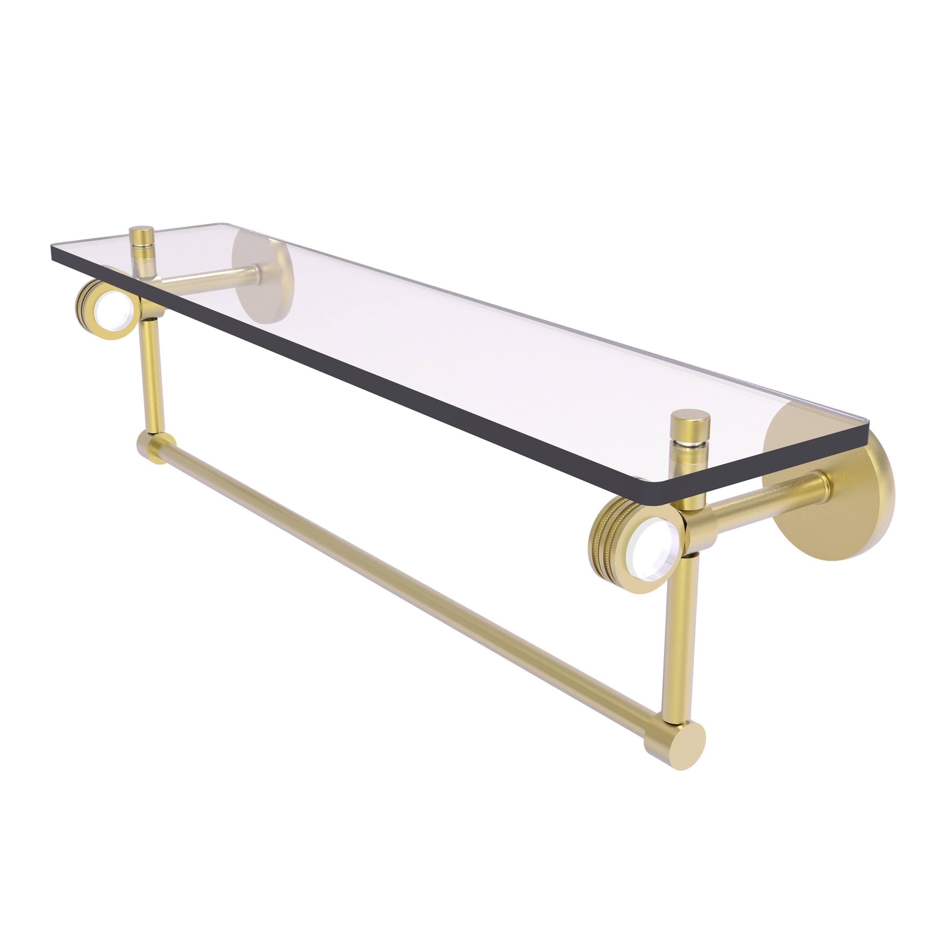Glass Shelf with Towel Bar Satin Brass E7539