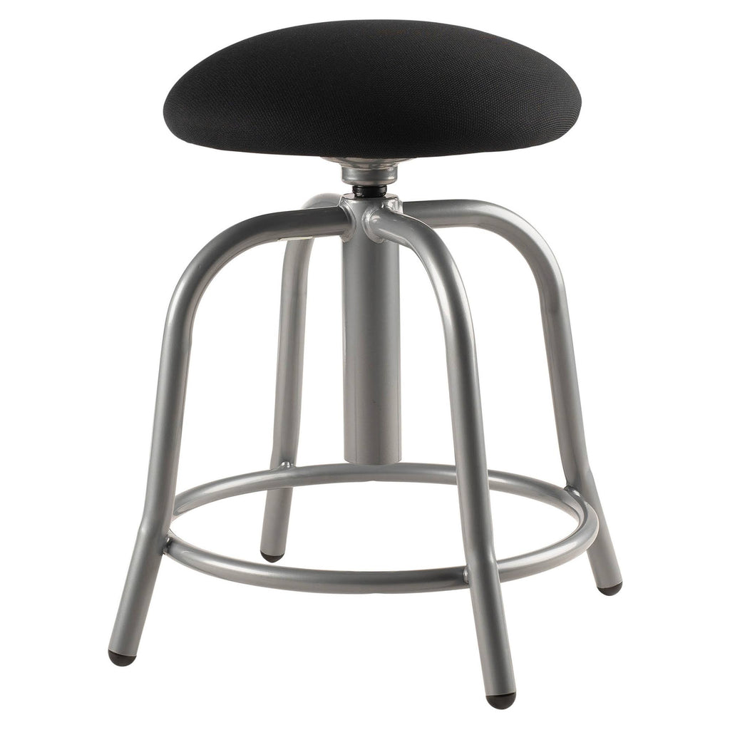 Designer Stool, Fabric Padded Black Seat, Grey Frame L9658