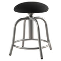 Designer Stool, Fabric Padded Black Seat, Grey Frame L9658