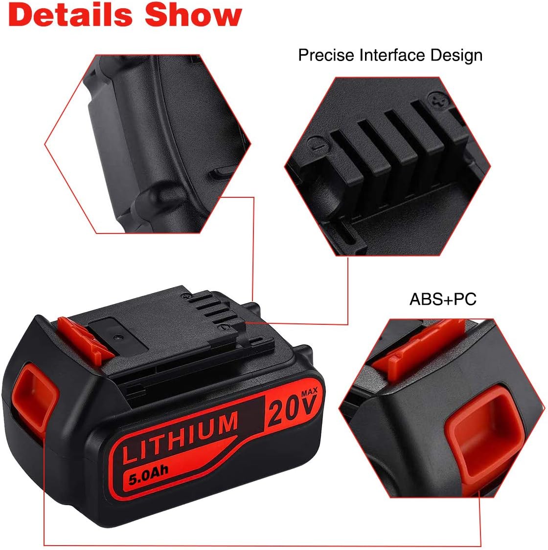 2Pack 5.0Ah 20V Lithium Replacement Battery for Black and Decker 20V S359512