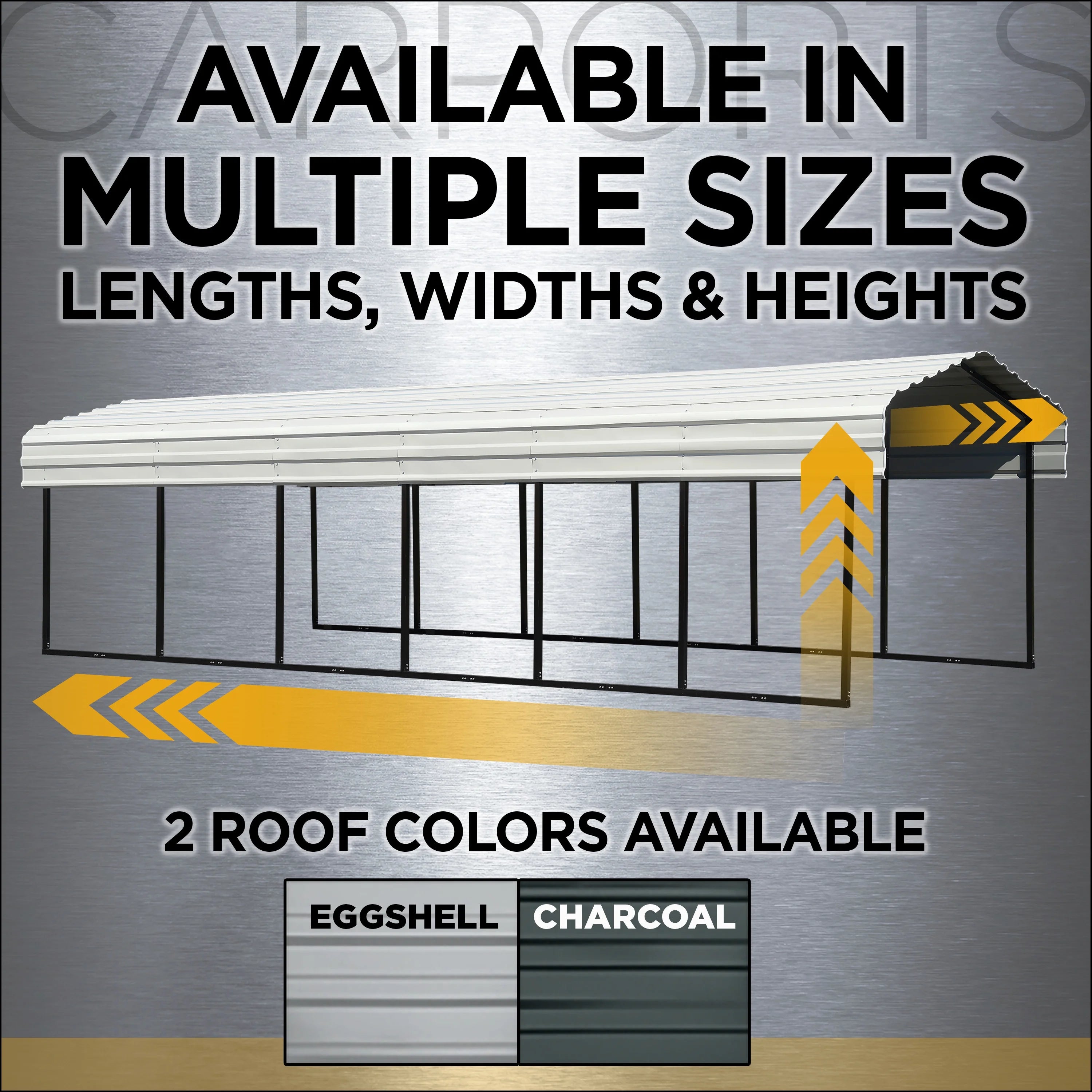 Galvanized Steel Carport Kit with 1-Sided Enclosure, 10' x 29' x 9' C42687