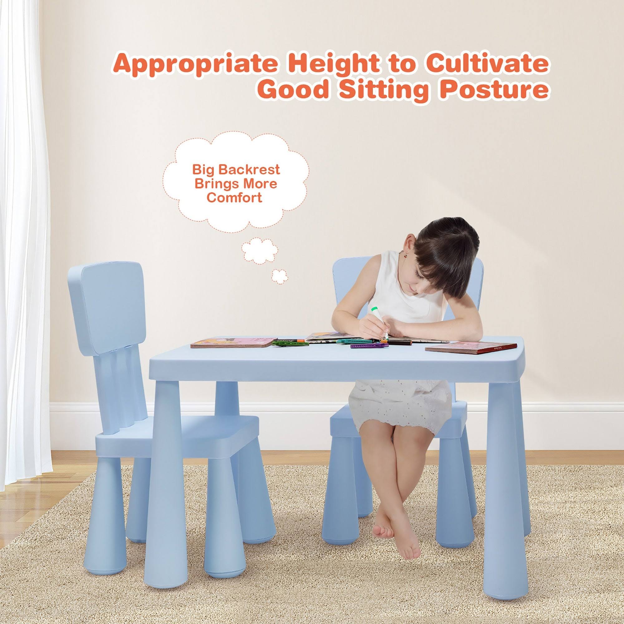 Blue 3-Piece Kids Table and Chair Set A27254