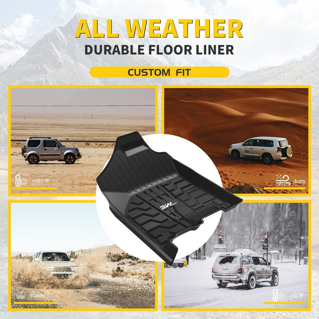 TPE All Weather Custom Fit Floor Liner for Dodge Ram, 1st & 2nd Row Full Set, Black C1020