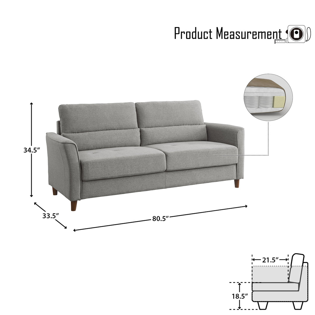 Gray Fabric Upholstered Sofa D7414