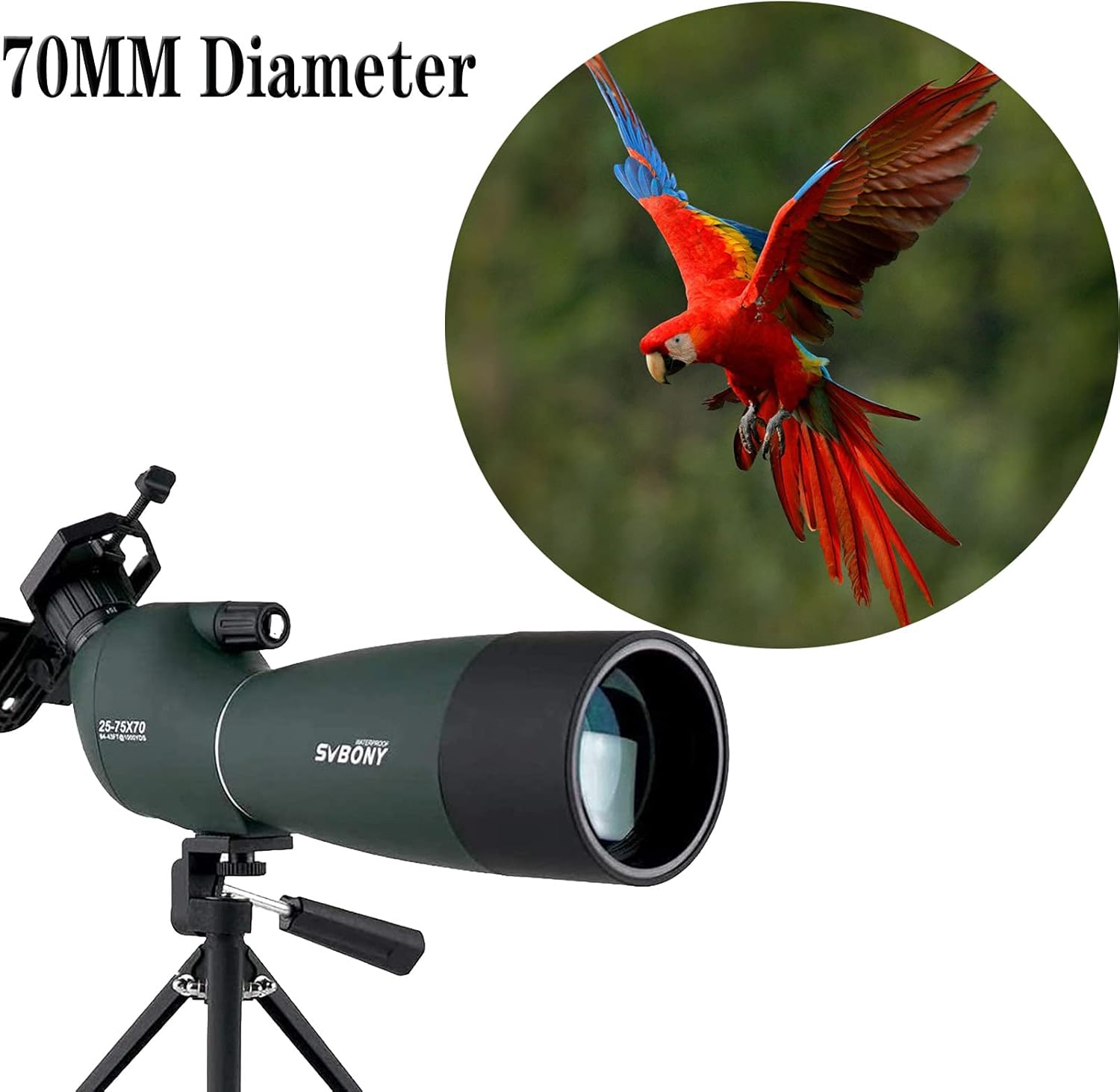 25-75x70 Angled Waterproof Spotting Scope with Tripod, Phone Adapter T619997