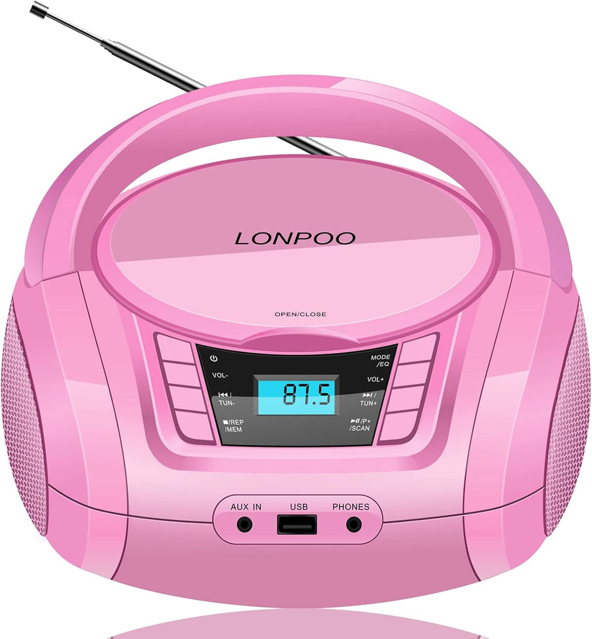 White Pack of 2 Portable CD Player Boombox with FM Radio, Bluetooth, Stereo Speaker V711033