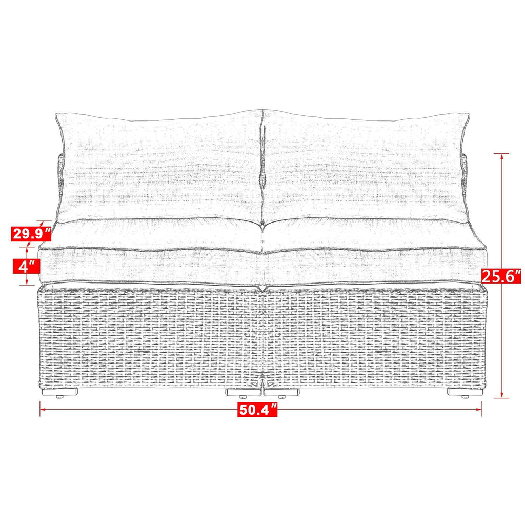 Blue PE Rattan Wicker Patio Armless Sofas K822916