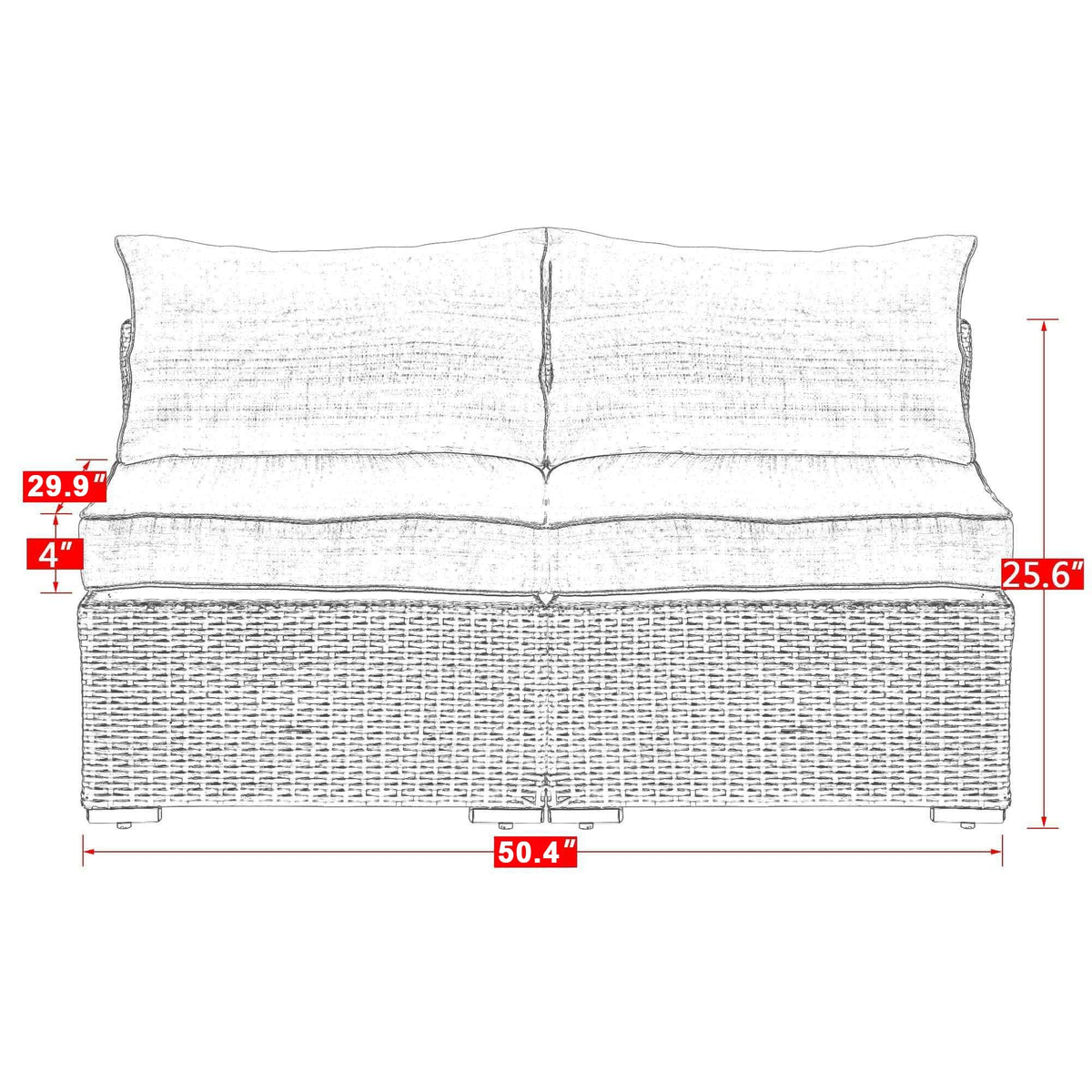 Blue PE Rattan Wicker Patio Armless Sofas K822916