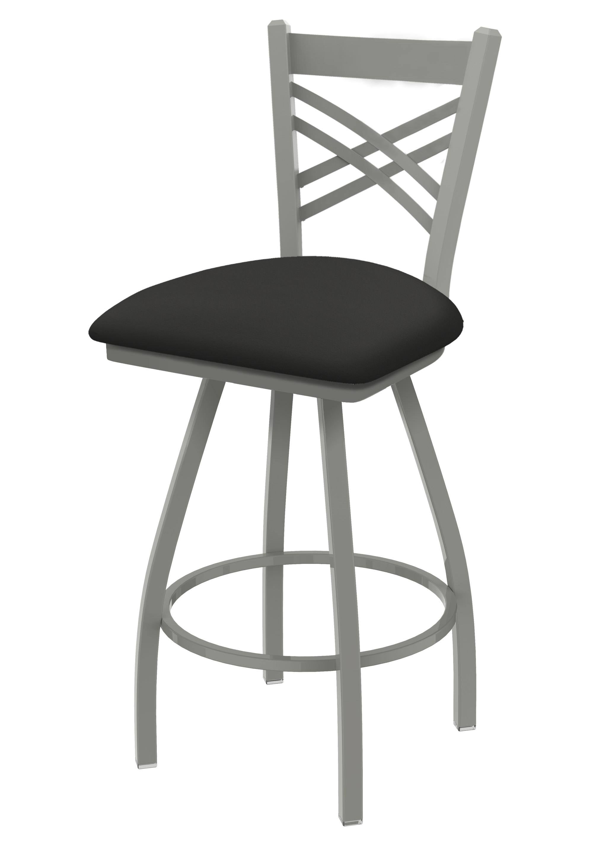 Swivel Bar Stool with Anodized Nickel Finish and Iron Seat A4509