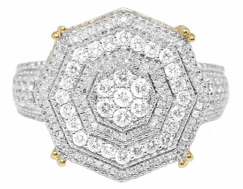 Mens 10K Yellow Gold Genuine Diamond 3D Octagon Wedding Pinky Ring 1.4 CT 19MM U592594