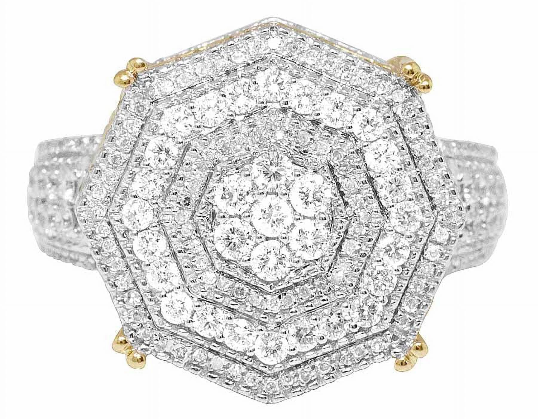Mens 10K Yellow Gold Genuine Diamond 3D Octagon Wedding Pinky Ring 1.4 CT 19MM U592594