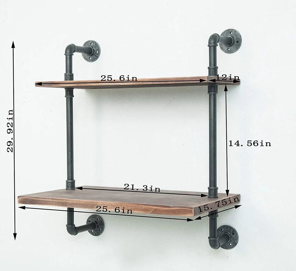 Black Industrial Retro Wall Mount Iron Pipe Microwave Oven Shelf Stand K821909
