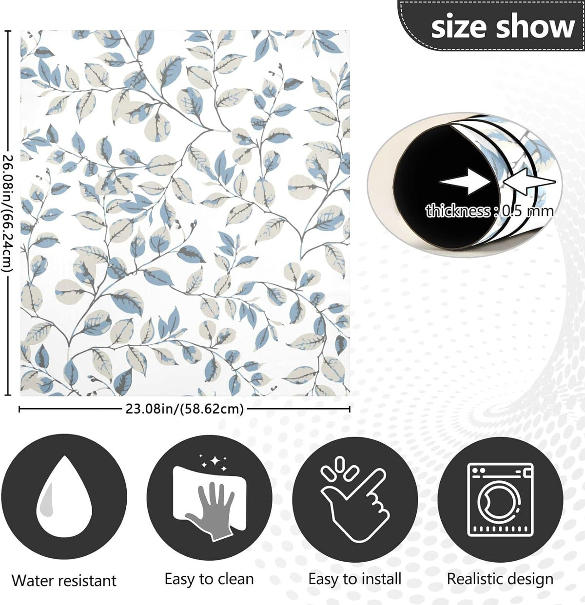Flower Dishwasher Magnet Cover, 23x26 Inch Decorative Front Dishwasher Cover Sticker N19122