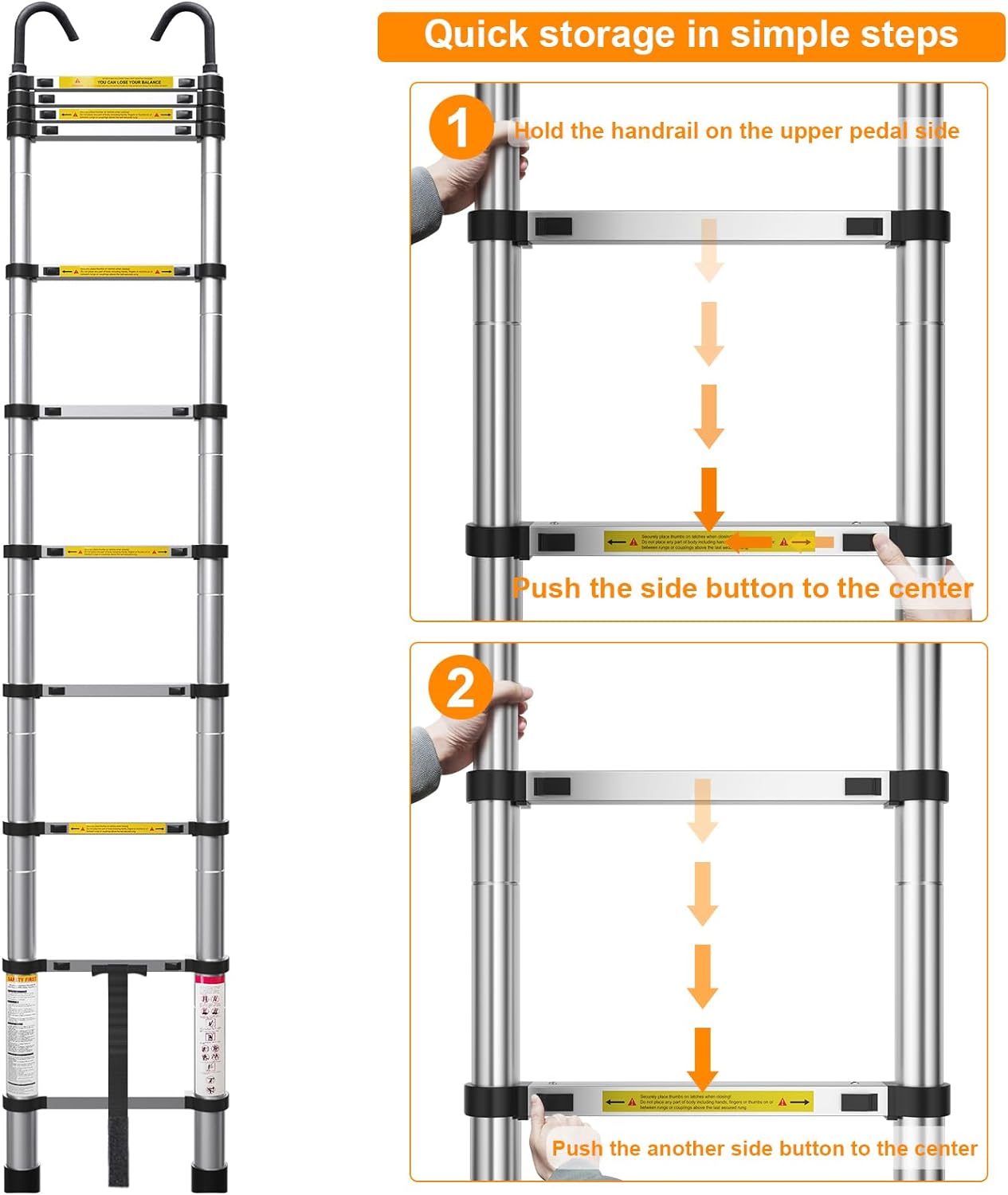 10.5ft Aluminum Telescoping Ladder with Hook G2583