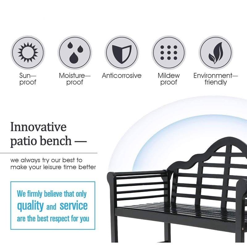 Black Acacia Wood Bench with Backrest and Armrests V687224