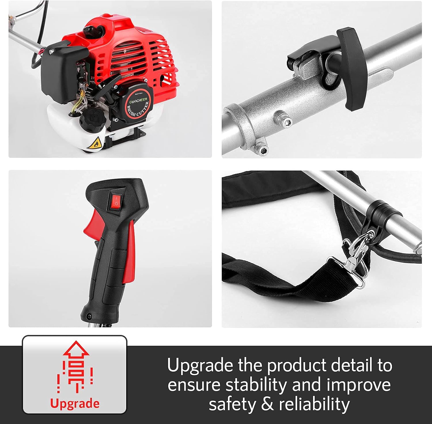 58CC 2-Cycle Gas Powered String Trimmer with 4 Detachable Head Straight Shaft Weed Wacker H160532