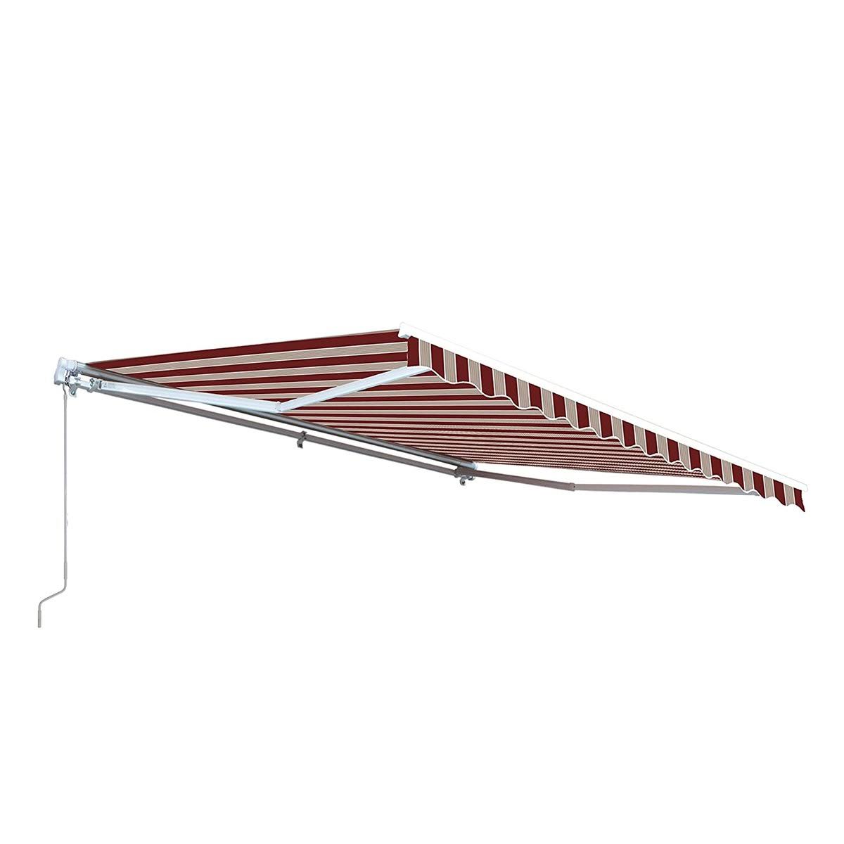 Retractable Motorized Patio Awning, 20 x 10, Multi Stripe Red X6575