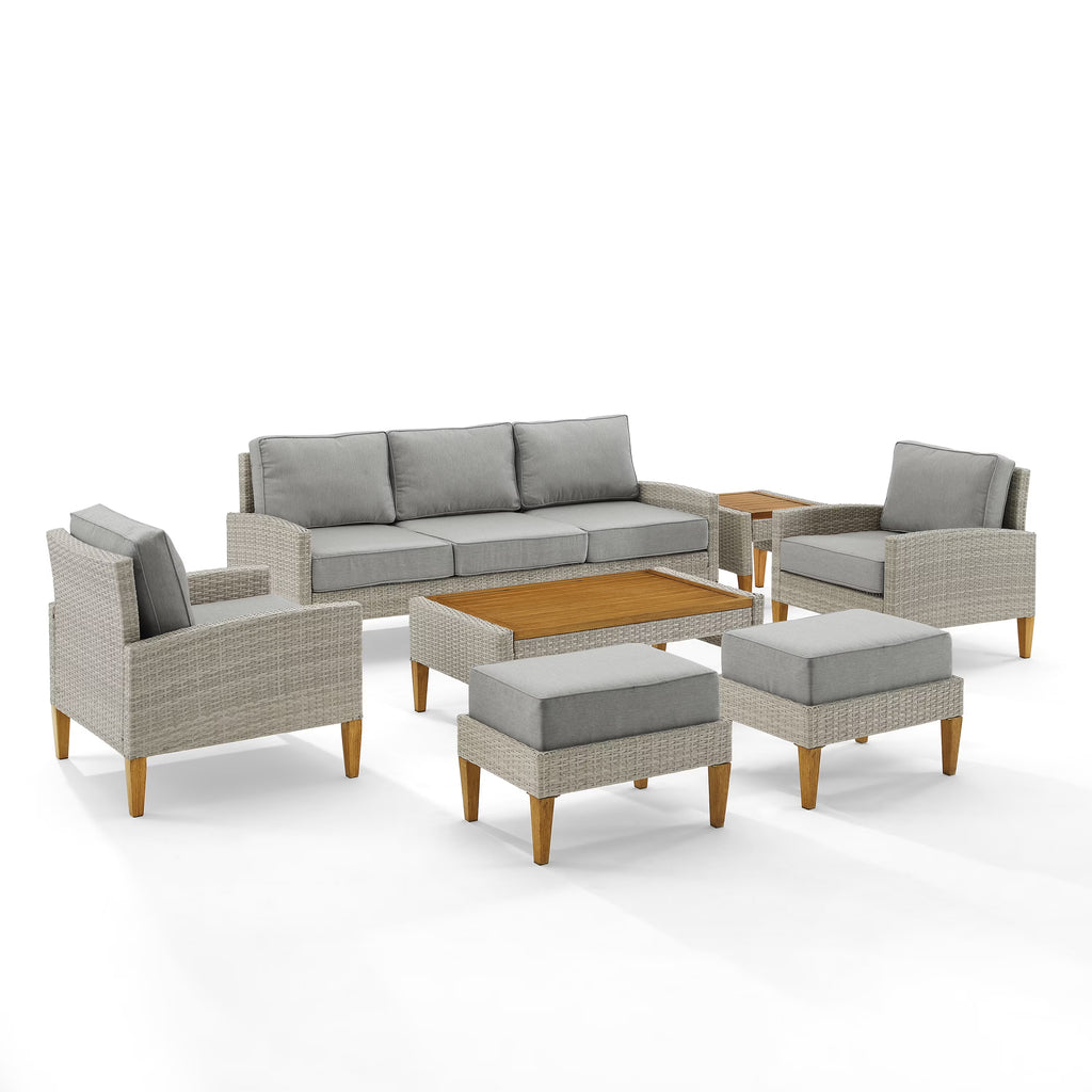 7 Pc Outdoor Wicker Sofa Set Gray X6523