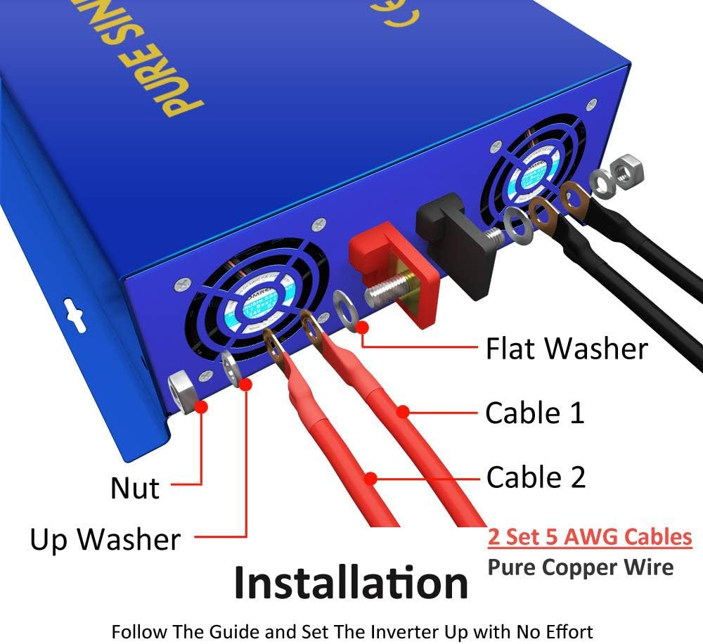 2000 Watt Pure Sine Wave Inverter 24V DC to AC 120V A8383