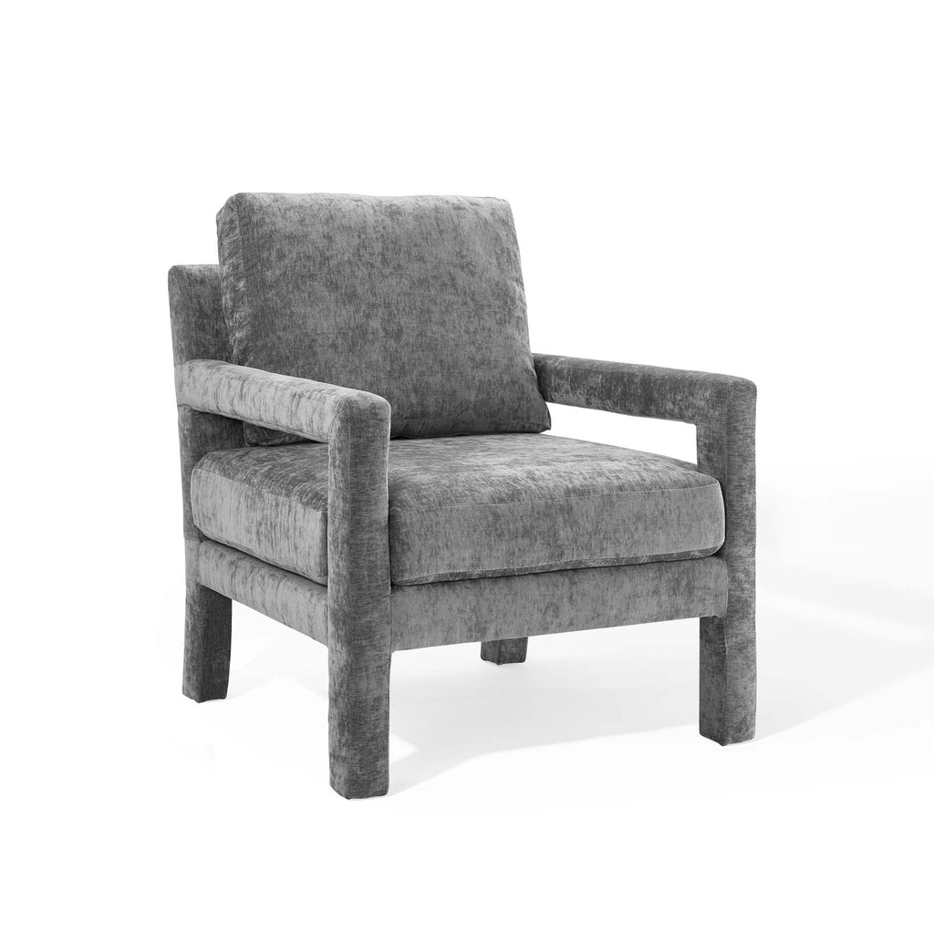 Gray Crushed Velvet Armchair K5765
