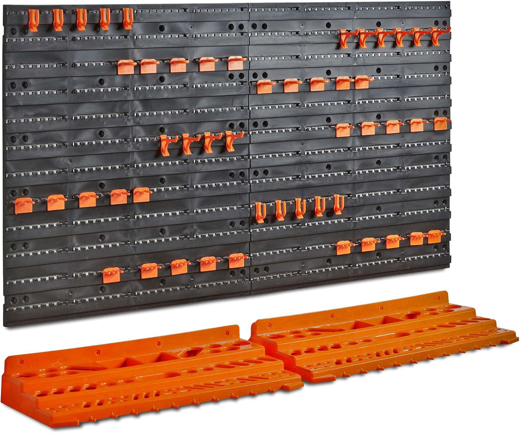 50 Piece Wall Mounted Plastic Pegboard and Shelf Tool Organizer with 50 Assorted Hook Accessories I5765