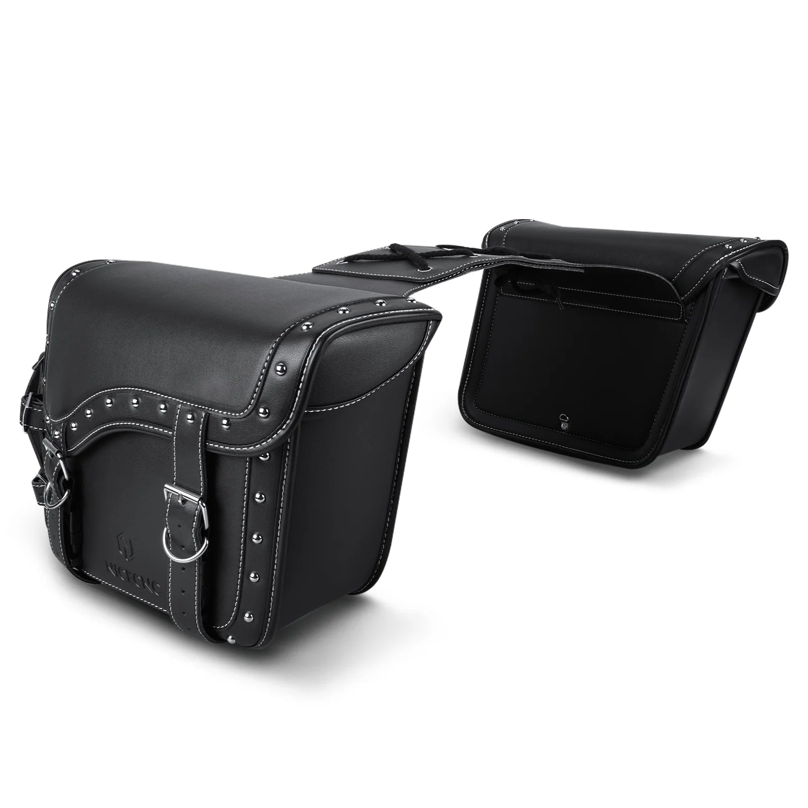 Black 35L Leather Motorcycle Saddlebags C749