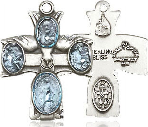 Medium Sterling Silver Catholic 4-Way Cross Medal B24523