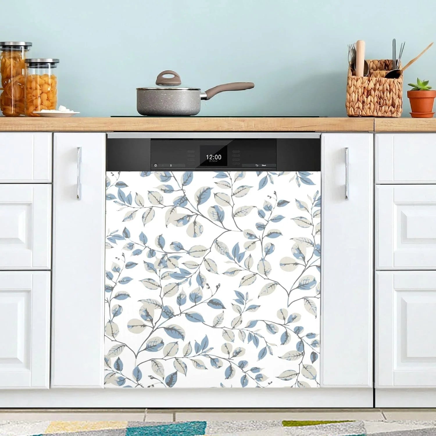 Flower Dishwasher Magnet Cover, 23x26 Inch Decorative Front Dishwasher Cover Sticker N19122