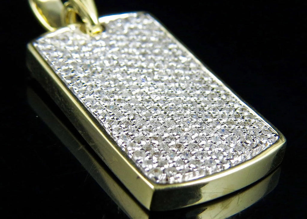10K Yellow Gold Dogtag Diamond Pendant with 10K Franco Chain P316659