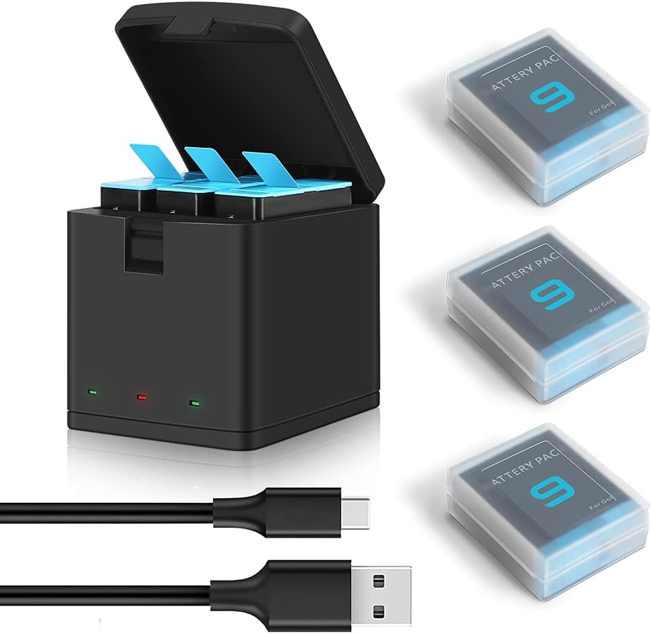 3-Pack 1800mAh Camera Batteries with 3-Channel USB Charger L5872